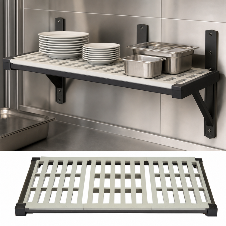Product image #3 for Cambro Camshelving Elevation 24" x 48" Wall-Mounted Vented Shelf Kit with CamGuard, Brushed Graphite