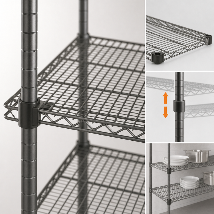 Product image #3 for Eagle Group Valu-Master Quad-Adjust 54-Inch x 21-Inch Wire Shelf, Pewter Gray Epoxy Finish