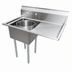 Thumbnail image #3 for Omcan USA 1-Compartment Pot Sink with Right-Hand Drainboard, 18 x 18 x 11-Inch Bowl, 304 Stainless Steel