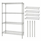 Thumbnail image #3 for Quantum WR63-1460S Stationary Wire Shelving Starter Kit, 60"W x 14"D x 63"H, 4 Shelves, 304 Stainless Steel