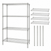 Thumbnail image #3 for Quantum 60-Inch W x 14-Inch D x 63-Inch H Stationary Wire Shelving Starter Kit, 4 Shelves, 304 Stainless Steel