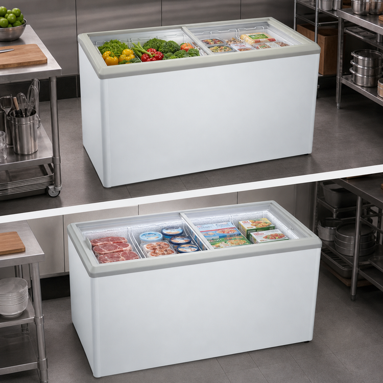 Product image #4 for Dual Temp Chest Refrigerator/Freezer with Sliding Glass Doors, 20.0 Cu. Ft., White