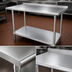 Thumbnail image #3 for Advance Tabco 48-Inch x 30-Inch 16 Gauge 430 Stainless Steel Top Work Table with Rear Up-Turn and Adjustable Undershelf