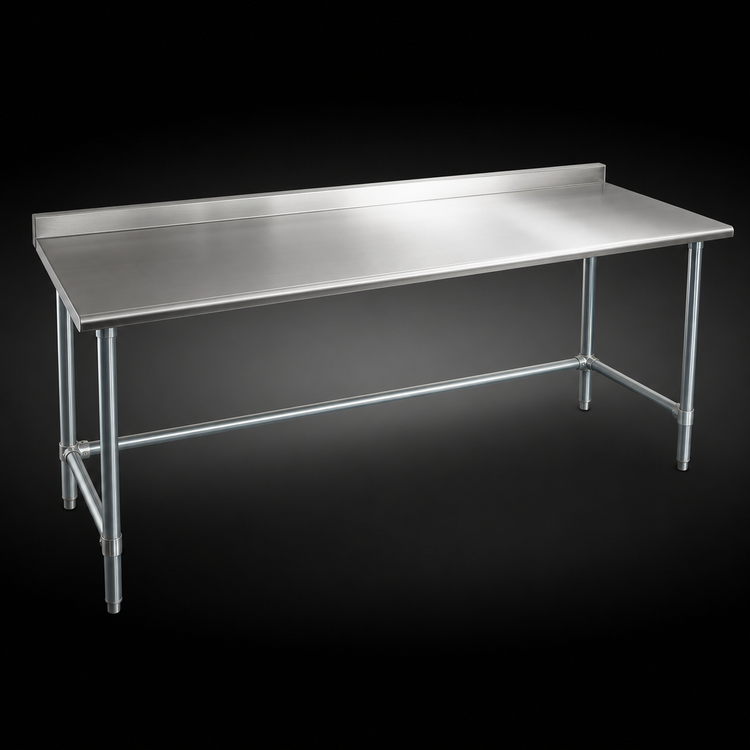Product image #3 for Eagle Group Spec-Master 108-Inch x 24-Inch Stainless Steel Work Table with 1-1/2-Inch Rear Upturn and Galvanized Tubular Base