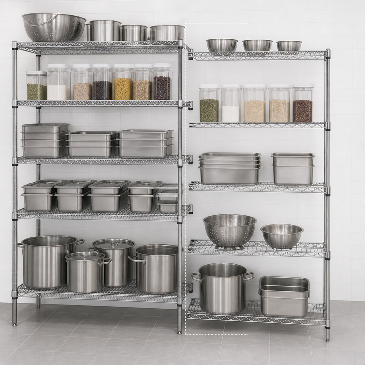 Product image #3 for Metro Super Erecta 24"W x 24"D x 74"H Add-On Wire Shelving Unit with 5 Shelves, Brite Finish