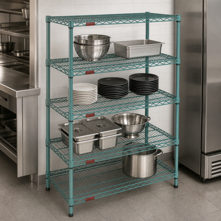 Product image #3 for EagleGard 4-Tier Wire Shelving Starter Unit, 60W x 21D x 63H, Hybrid Epoxy Finish