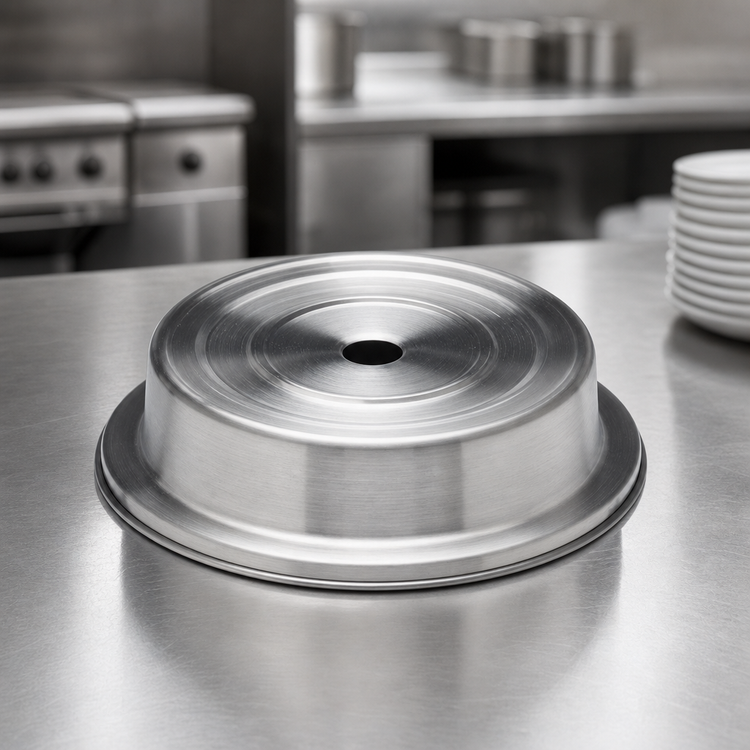 Product image #3 for American Metalcraft Round Stainless Steel Satin Finish Plate Cover for 4-7/8 to 7-5/8 Inch Plates
