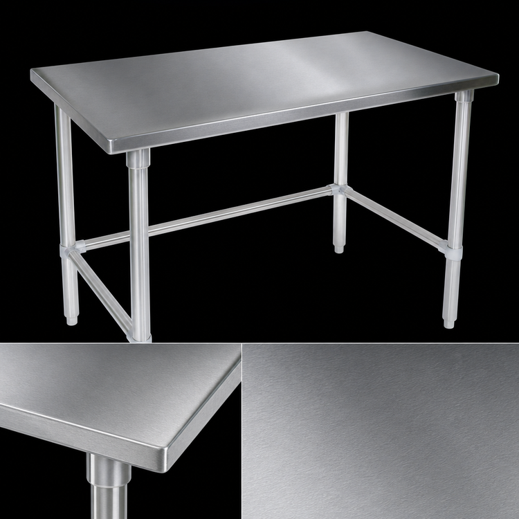 Product image #3 for John Boos Stallion 72-Inch x 24-Inch 14-Gauge Type 300 Stainless Steel Top Work Table with Galvanized Base