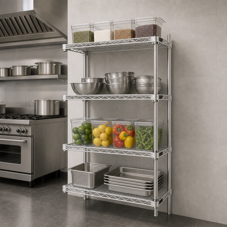 Product image #3 for Eagle Group 4-Tier Add-On Wire Shelving Unit, 36"W x 21"D x 63"H, Stainless Steel Finish