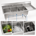Thumbnail image #3 for Economy Three-Compartment Stainless Steel Sink with Right Drainboard, 68-1/2