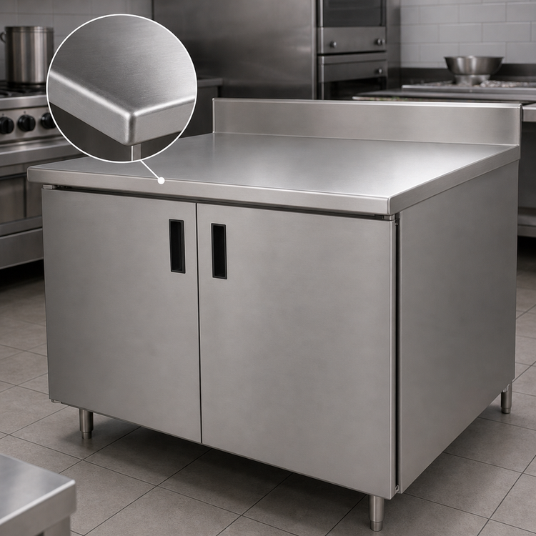 Product image #3 for 48-Inch x 30-Inch 16 Gauge 304 Stainless Steel Enclosed Work Table with Cabinet Base and Sliding Doors