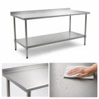 Thumbnail image #3 for Eagle Group BlendPort® BPT-2448SEB-UT Stainless Steel Work Table, 48 x 24 Inches, 16-Gauge 300 Series Top, Rear Upturn, Adjustable Undershelf