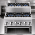 Thumbnail image #3 for Supreme 24-Inch Gas Countertop Step-Up Hotplate with 3 Open Burners and 3 Step-Up Open Burners