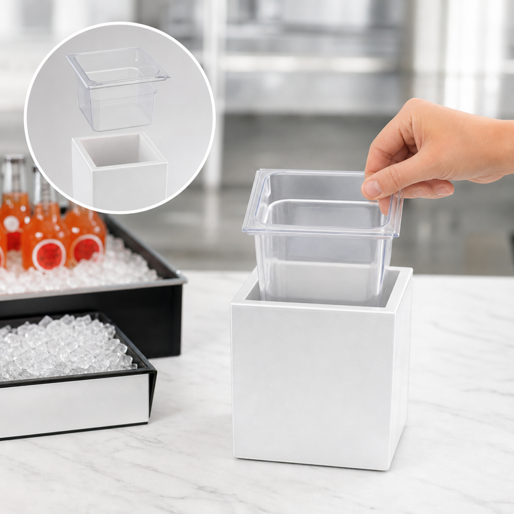 Product image #3 for Cal-Mil 10 x 12 x 7 Inch White Melamine Ice Housing with Removable Polycarbonate Pan