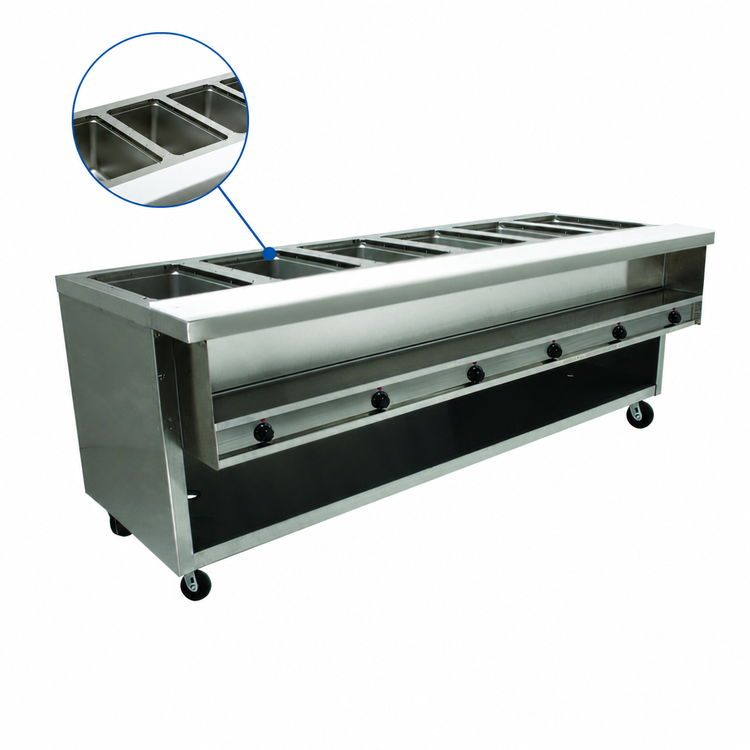 Product image #3 for Advance Tabco Heavy Duty Electric Sealed Well Hot Food Table with Enclosed Base, 6 Wells, 208/240V
