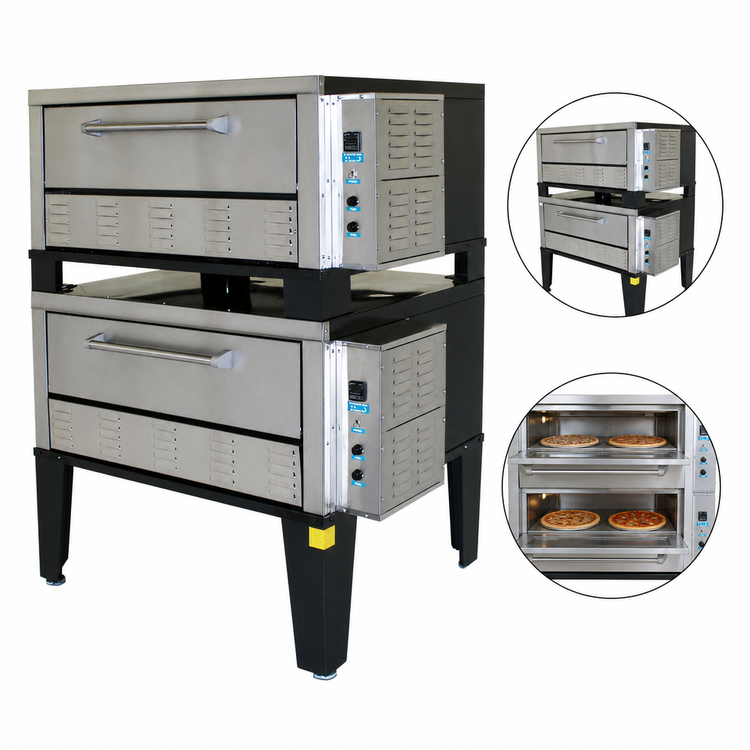 Product image #3 for Peerless Double-Stacked Electric Deck Oven with 2 Decks and 42" x 32" Steel Deck Interior