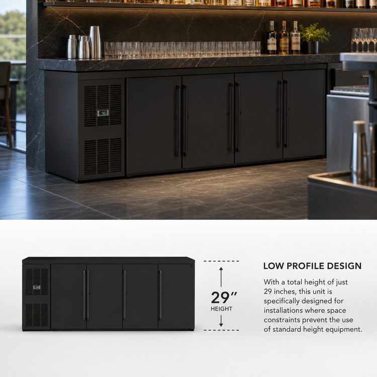 Product image #4 for Perlick BBSLP108 Low Profile 4-Door 108-Inch Refrigerated Back Bar Cabinet