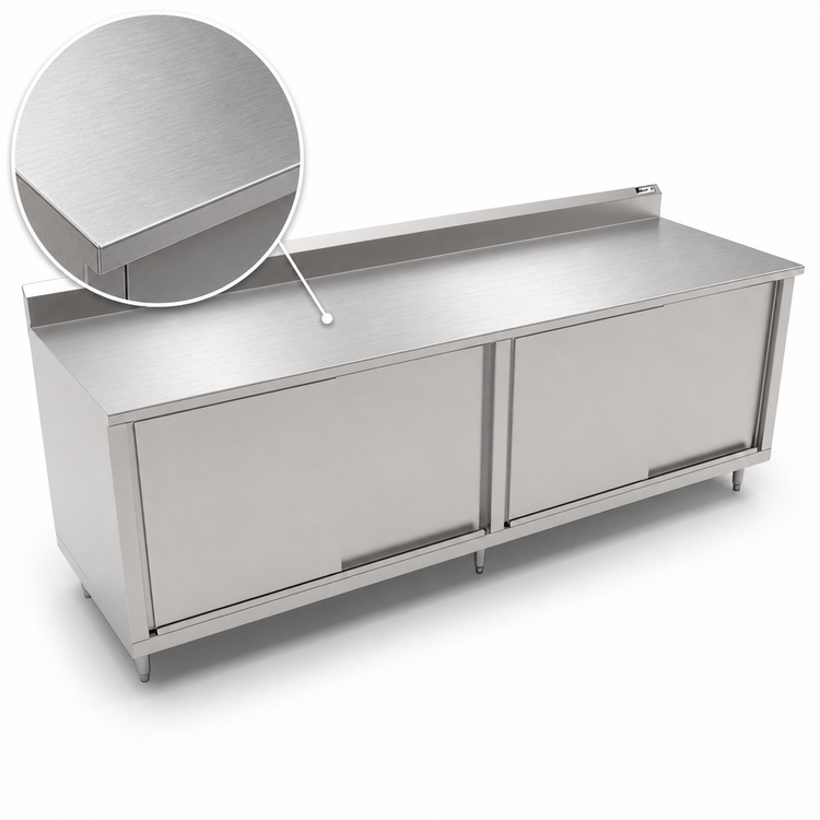 Product image #3 for John Boos Enclosed Stainless Steel Work Table with Sliding Doors and 5-Inch Backsplash, 132 x 36 Inches