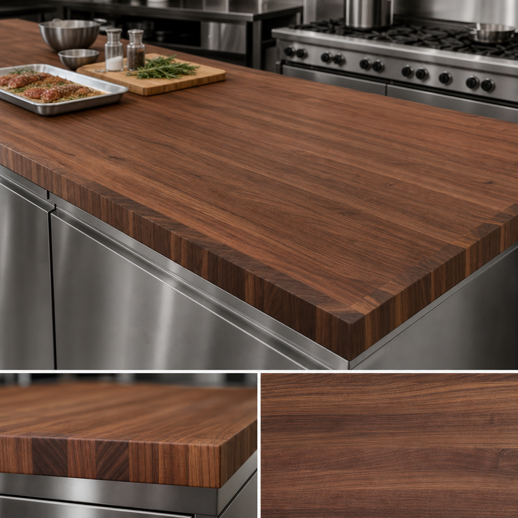 Product image #3 for John Boos Boos Block American Black Walnut Edge Grain Kitchen Countertop, 120 x 36 x 1-1/2 Inches