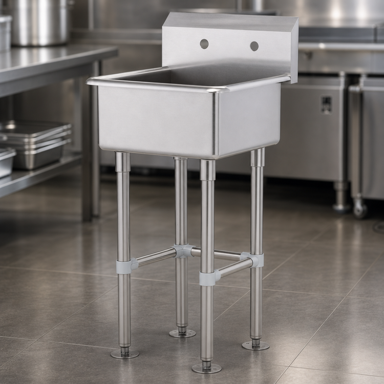Product image #3 for Advance Tabco One-Station Floor-Mounted Service Sink with Splash-Mount Faucet Provision, 20 x 19-1/2 Inch Bowl, 10 Inch Deep, 304 Stainless Steel