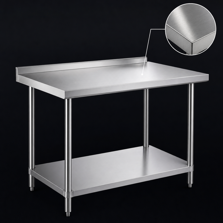 Product image #3 for 48-Inch x 24-Inch Stainless Steel Work Table with 2-Inch Rear Splash Guard and Undershelf