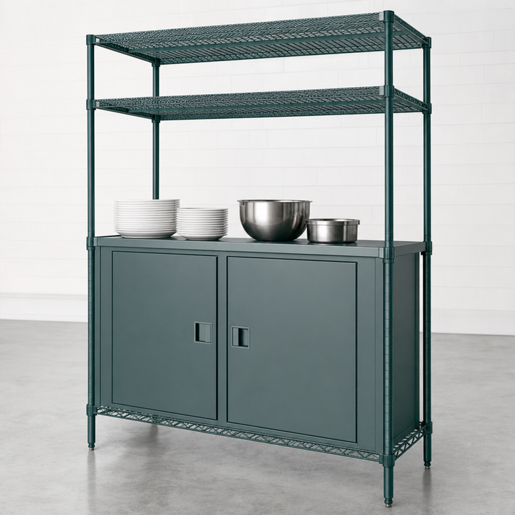 Product image #3 for Metro Super Erecta Pro 60 Inch Wide x 24 Inch Deep Food Locker Housing Unit with 2 Overhead Shelves