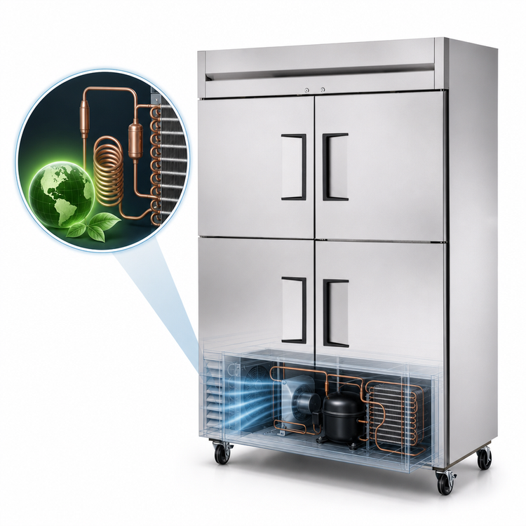 Product image #3 for True Two-Section Reach-In Refrigerator with 4 Solid Half Swing Doors