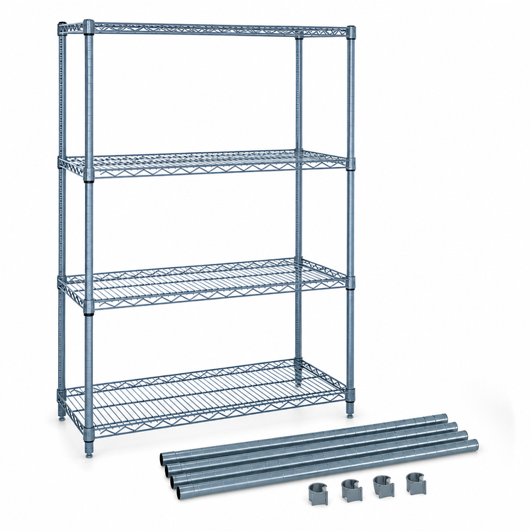 Product image #3 for Quantum 42-Inch Wide Wire Shelving Starter Kit, 86-Inch High, 4-Shelf, Gray Epoxy Antimicrobial Finish
