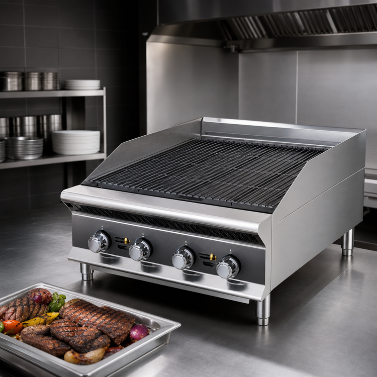 Product image #3 for Vollrath Heavy-Duty Countertop Charbroiler, 72-Inch, Stainless Steel, Radiant/Lava Rock