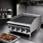 Thumbnail image #3 for Vollrath CBGHD-72 72-Inch Stainless Steel Countertop Charbroiler, Manual Controls, Radiant/Lava Rock Heat