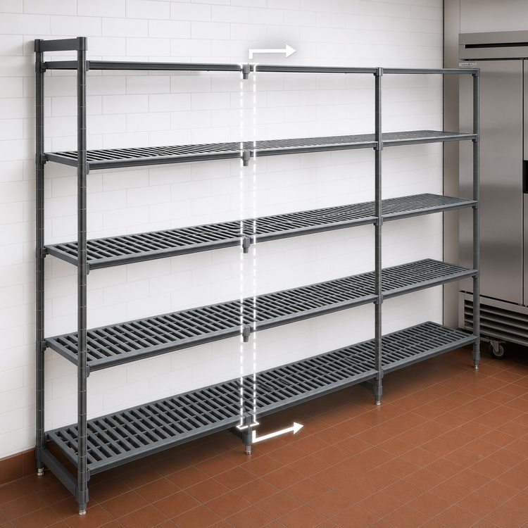 Product image #3 for Cambro Camshelving Basics Plus 5-Tier Vented Polymer Add-On Shelving Unit, 21 x 30 x 84 Inches, Brushed Graphite