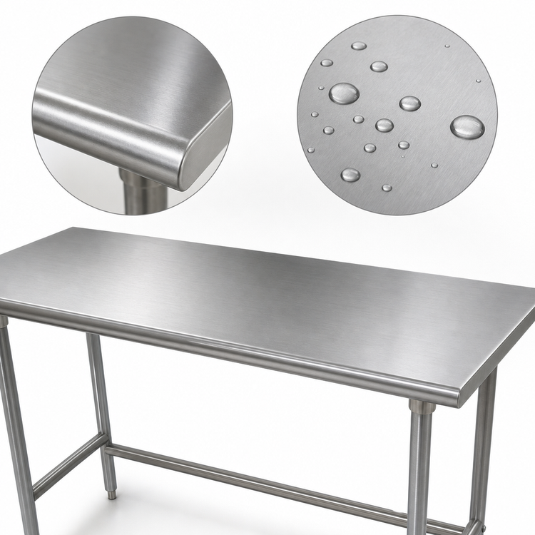 Product image #3 for Advance Tabco Super Saver Flat Top Open Base Work Table, 144"W x 30"D, 16-Gauge 430 Stainless Steel