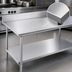 Thumbnail image #3 for Advance Tabco 144-Inch x 30-Inch 16-Gauge 430 Stainless Steel Work Table with 5-Inch Backsplash and Adjustable Undershelf
