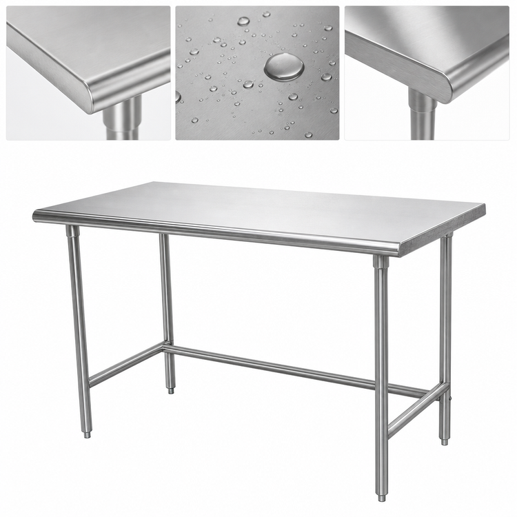 Product image #3 for Advance Tabco Special Value Series 72" x 24" Flat Top Stainless Steel Work Table with Open Base
