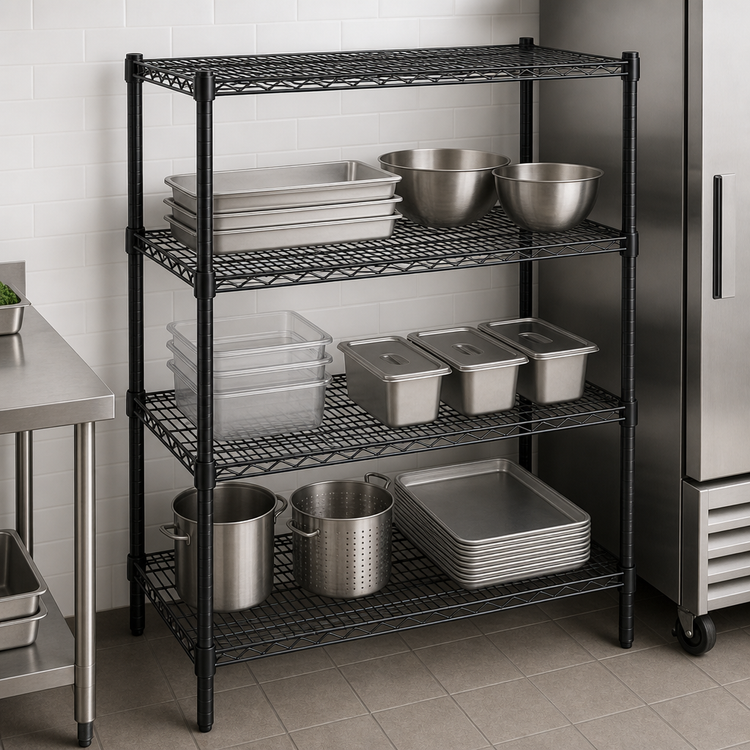 Product image #3 for Eagle Add-A-Shelf 4-Tier Wire Shelving Starter Unit, 48 x 24 x 74 Inches, Black Epoxy Coated
