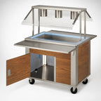 Thumbnail image #3 for Dinex DineXpress DXP2CI Mobile Ice-Cooled 2-Pan Cold Food Counter, Stainless Steel, 32 x 28 x 36 in., with Enclosed Well and Undershelf