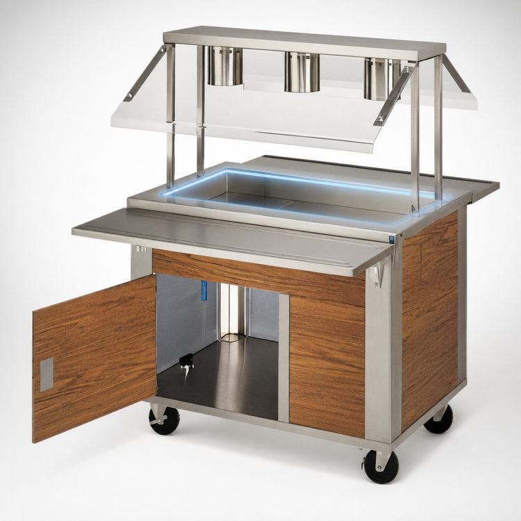 Product image #3 for Dinex DineXpress Mobile Ice-Cooled 2-Pan Cold Food Counter for 12 x 20 Pans with Undershelf