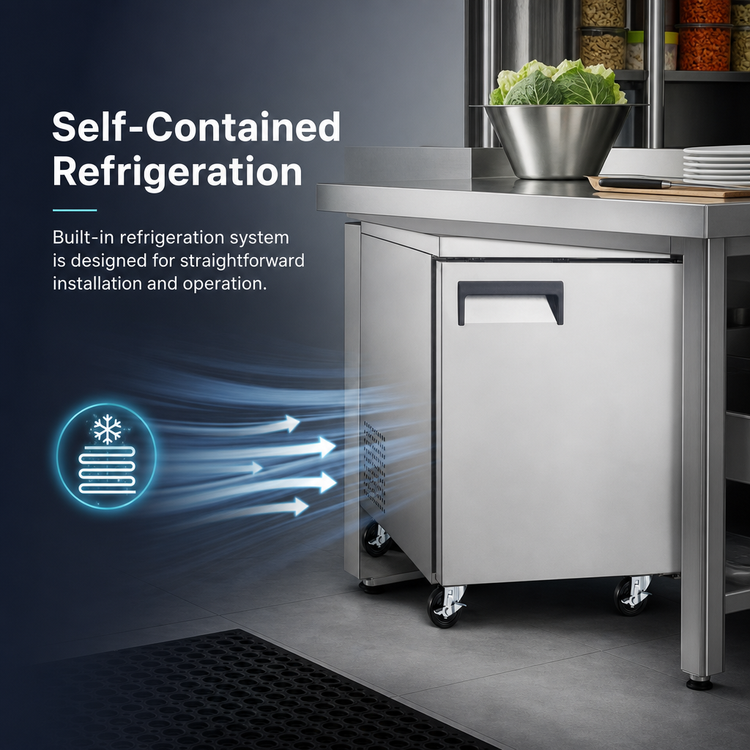 Product image #3 for Hurakan by Equip.me 27-Inch Undercounter Refrigerator, 1-Door, 6.3 Cu. Ft., Stainless Steel