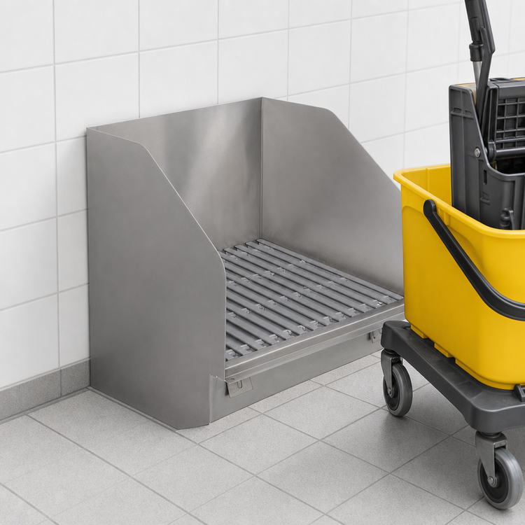 Product image #3 for John Boos Flush Floor-Mounted Stainless Steel Mop Sink with Fiberglass Grate