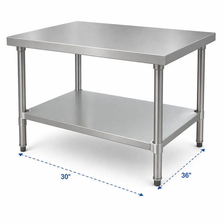 Product image #3 for Advance Tabco 18 Gauge Stainless Steel Undershelf for 30" x 36" Work Tables