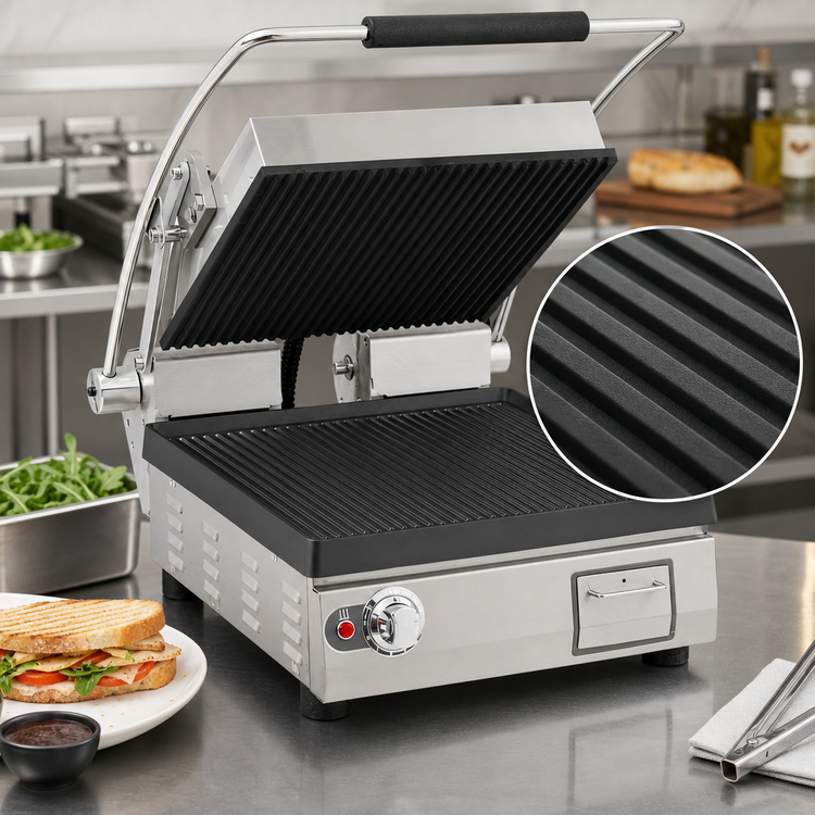 Product image #3 for Star Pro-Max 2.0 Countertop Commercial Panini Press Sandwich Grill, 14.5 x 14.2-Inch Grooved Cast Iron Cooking Surface