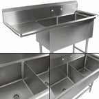 Thumbnail image #3 for John Boos Pro-Bowl 2PB3024-1D36L 2-Compartment Stainless Steel Sink with 36-Inch Left Drainboard and 10-Inch Boxed Backsplash