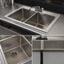 Thumbnail image #3 for Drop-In Two-Compartment Stainless Steel Bar Sink with Faucet and Basket Drain