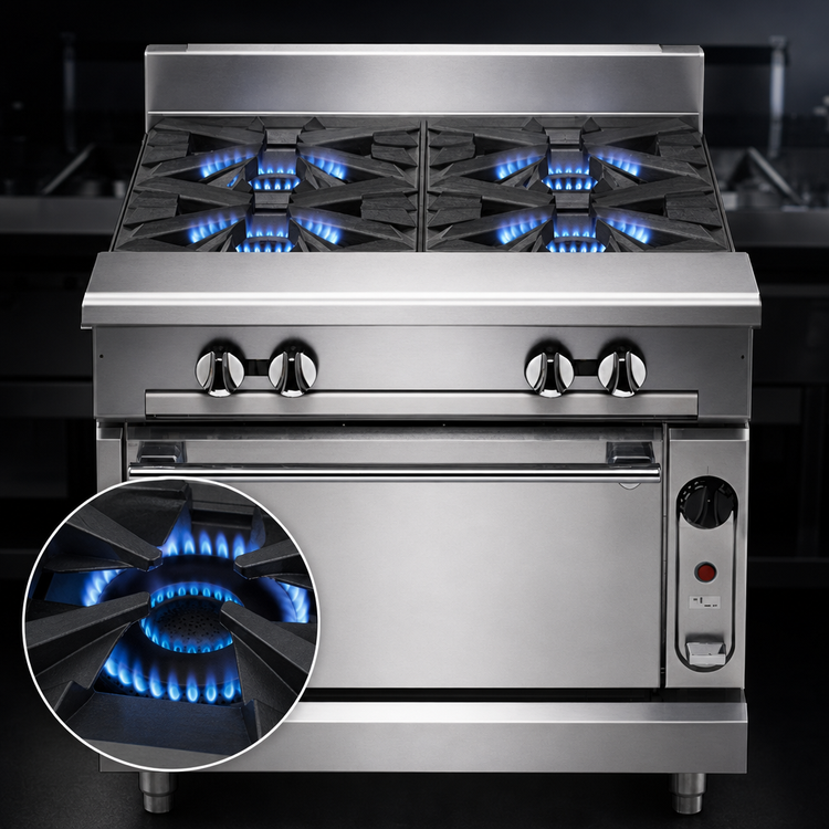 Product image #3 for Vulcan V Series 36-Inch Heavy Duty Commercial Gas Range with 6 Open Burners and Convection Oven