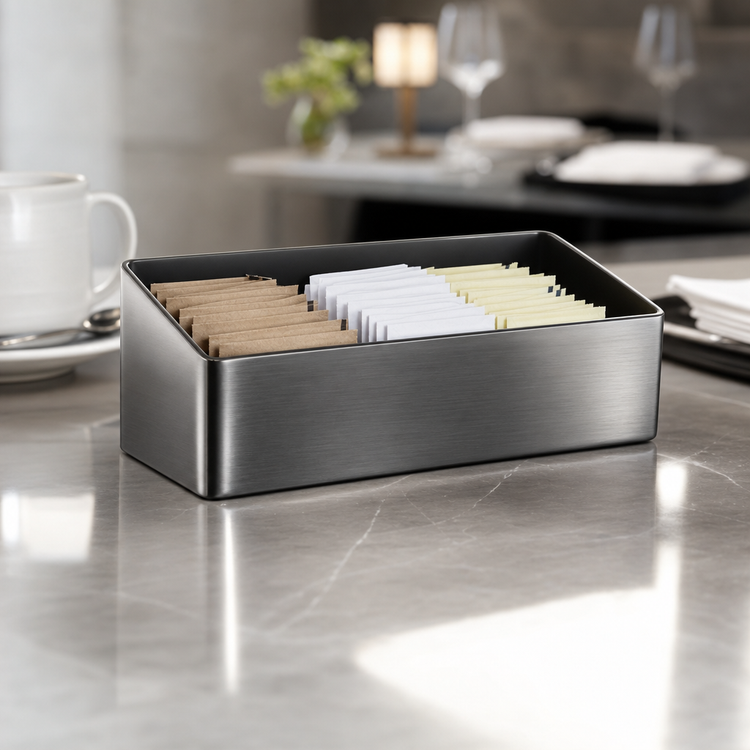 Product image #3 for American Metalcraft PVD Black Stainless Steel Sugar Packet Tray Holder