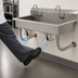 Thumbnail image #3 for Advance Tabco 2-Station Wall-Mounted Multiwash Hand Sink with Knee Valve, 40-Inch, 14-Gauge 304 Stainless Steel