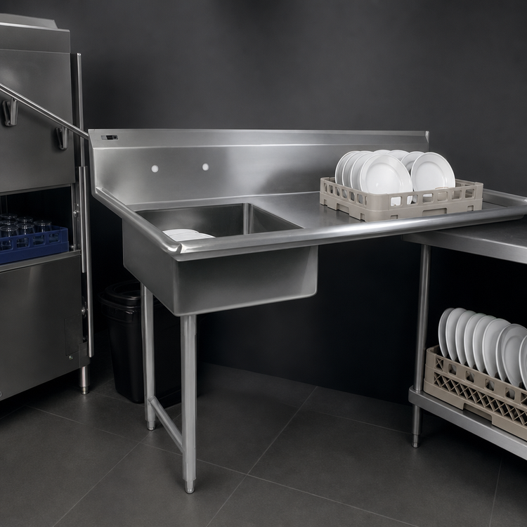 Product image #3 for John Boos Straight Soiled Undercounter Dishtable with 10-Inch Backsplash, 50 x 30 x 44 Inches