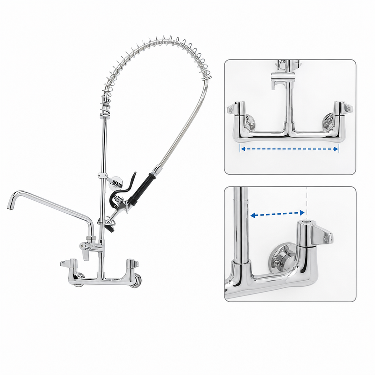 Product image #3 for Equip 8-Inch Centers Wall-Mount Pre-Rinse Unit with 10-Inch Add-On Faucet