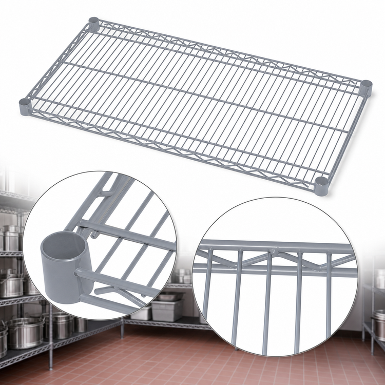 Product image #3 for Quantum 48" x 36" Gray Epoxy Antimicrobial Wire Shelf, 600-800 lb Capacity