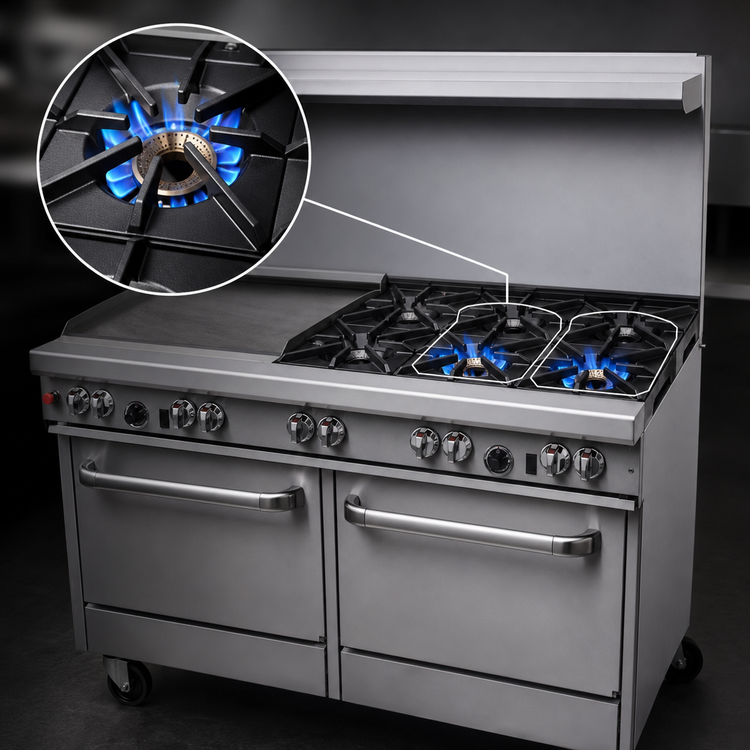 Product image #3 for Southbend Ultimate 60-Inch Gas Restaurant Range with 2 Non-Clog Burners, 48-Inch Griddle, and 2 Convection Ovens
